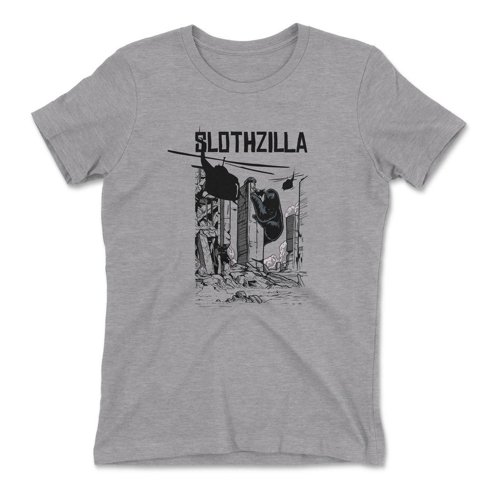 Slothzilla Womens T-Shirt in Heather Grey color