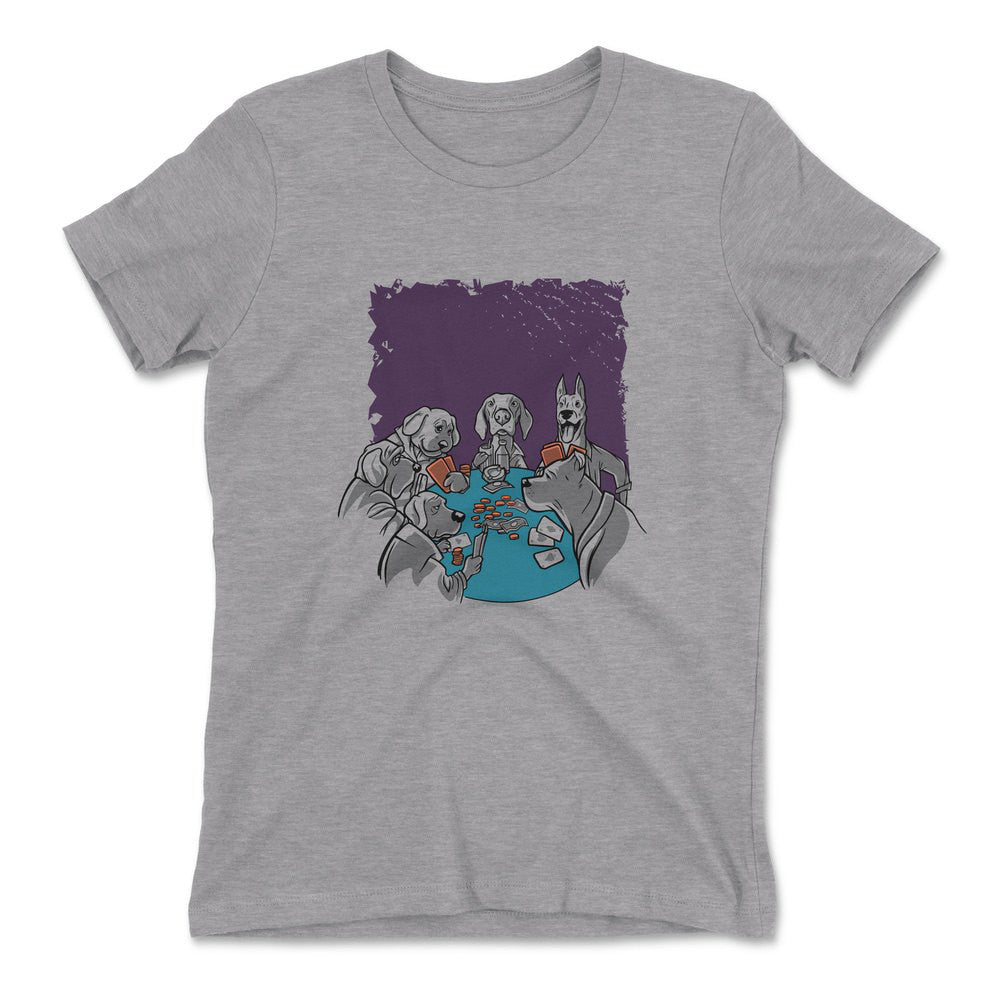 Poker Dogs Womens T-Shirt in Heather Grey color