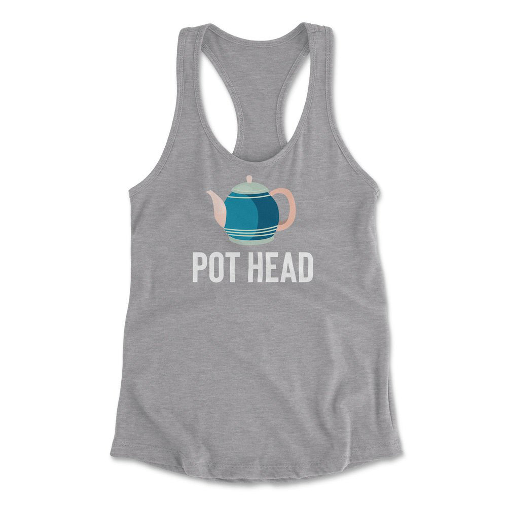 Pot Head Womens Racerback Tank in Heather Grey color
