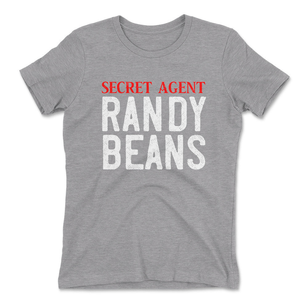 Secret Agent Randy Beans Womens T-Shirt in Heather Grey color