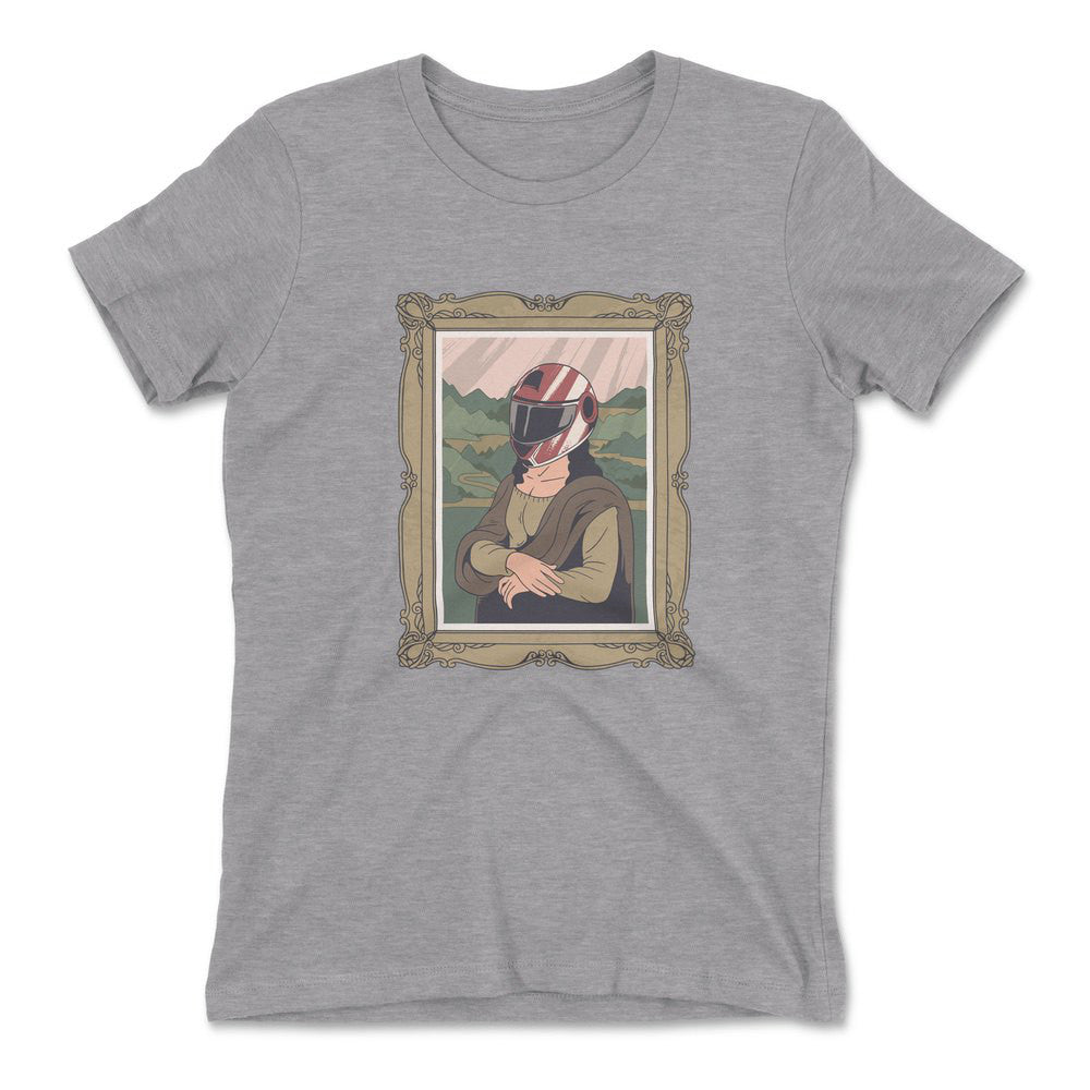 Monalisa Helmet Womens T-Shirt in Heather Grey color