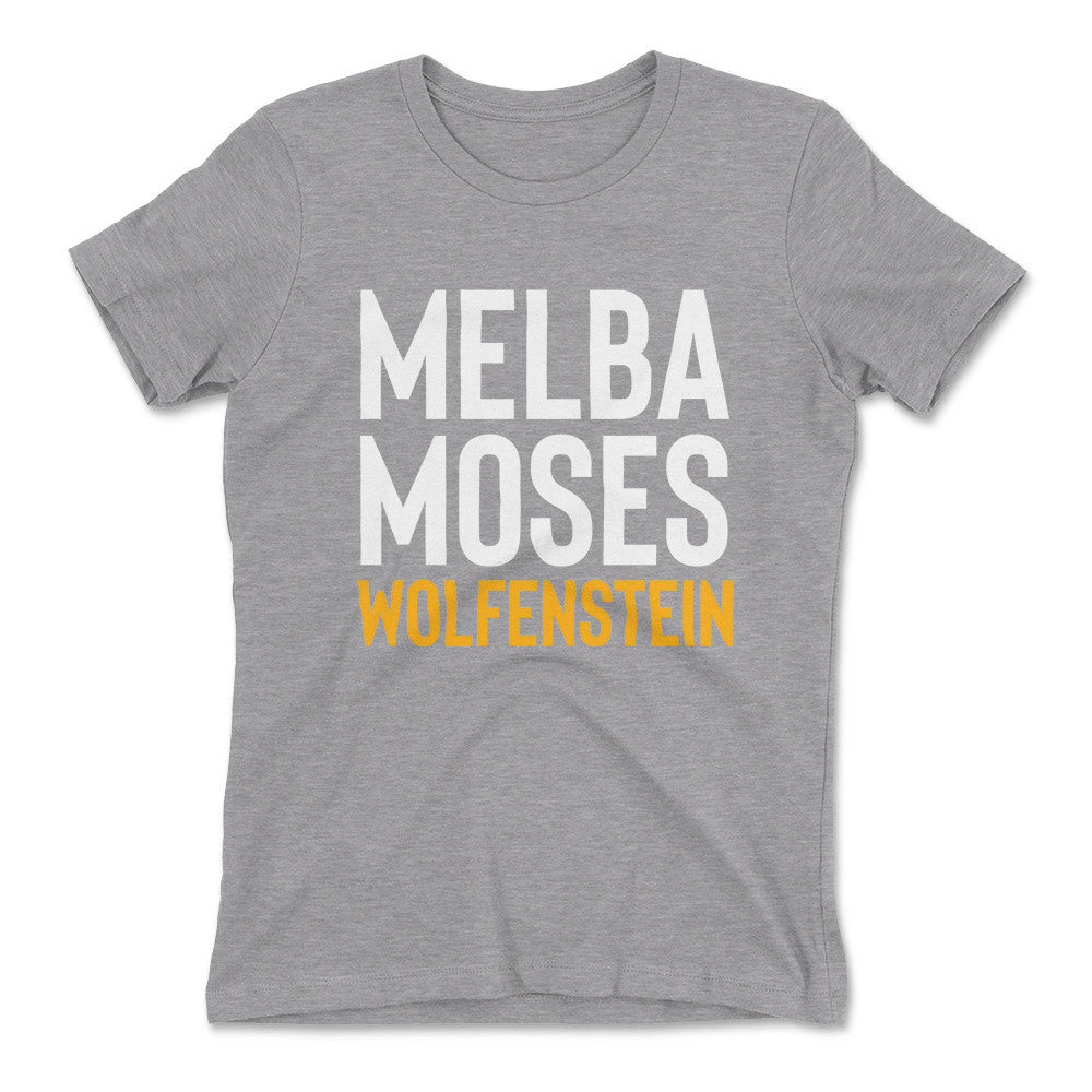 Melba Moses Wolfenstein Womens T-Shirt in Heather Grey color