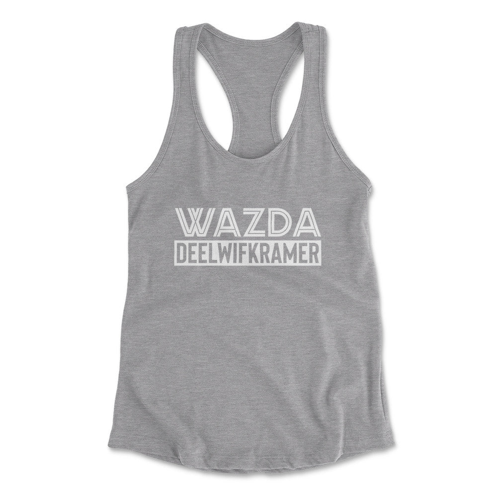 Wazda Deelwifkramer Womens Racerback Tank in Heather Grey color