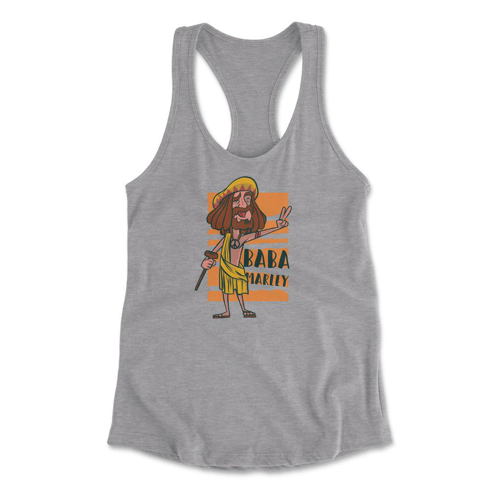 Indian Guru - Baba Marley Womens Racerback Tank in Heather Grey color