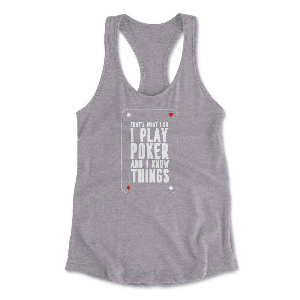 Play Poker Womens Racerback Tank in Heather Grey color