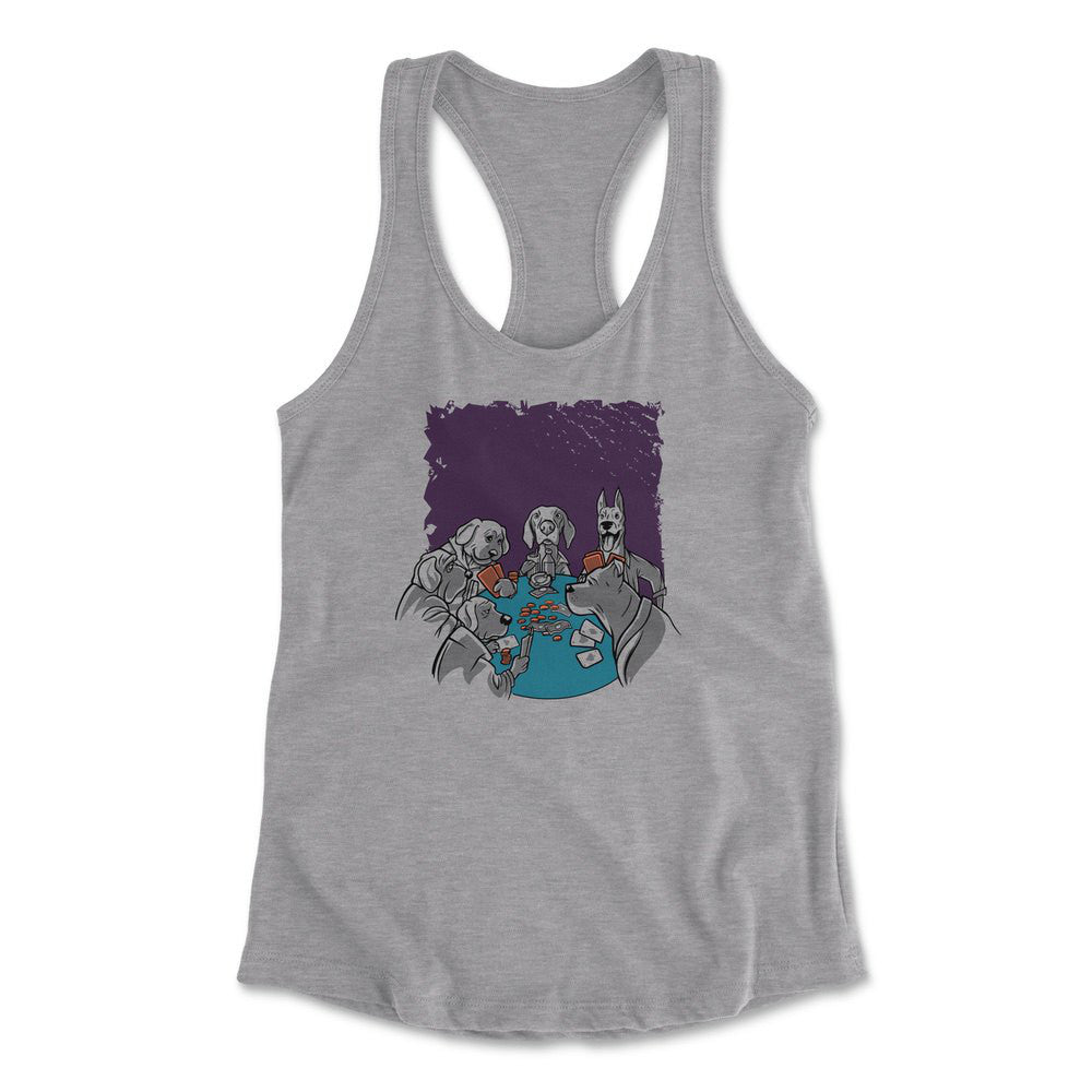 Poker Dogs Womens Racerback Tank in Heather Grey color