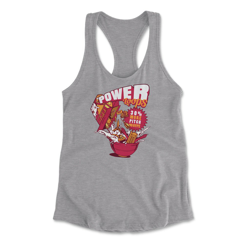 Power Loops Womens Racerback Tank in Heather Grey color