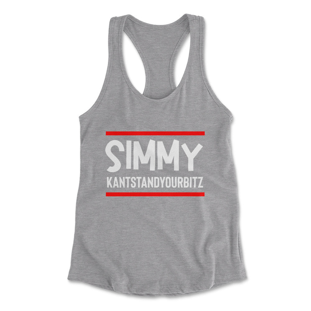 Simmy Kantstandyourbitz Womens Racerback Tank in Heather Grey color