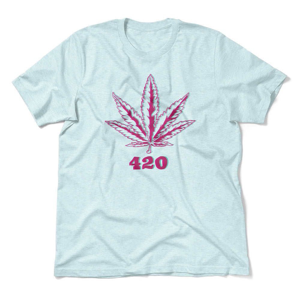 420 Hemp Leaf Men/Unisex T-Shirt in Heather Ice Blue color