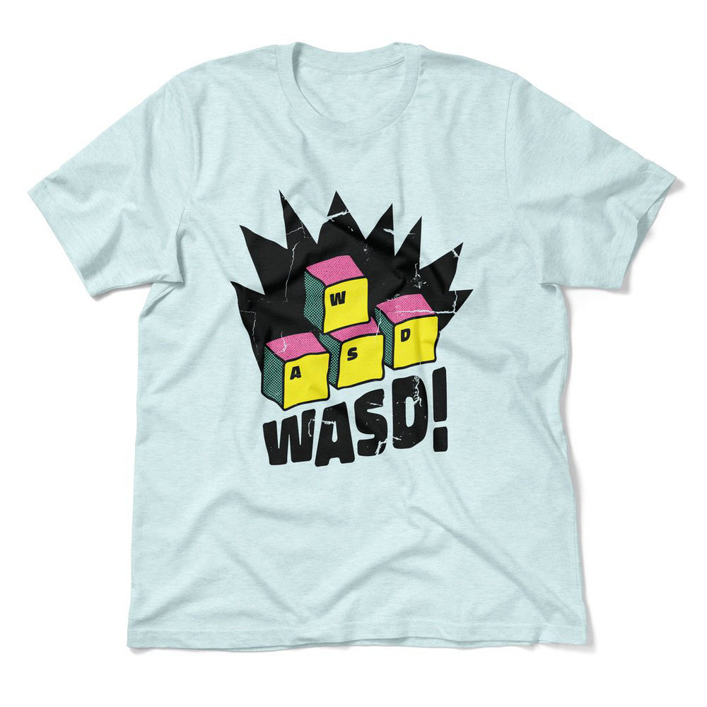 WASD Keyboard For Gamers Men/Unisex T-Shirt in Heather Ice Blue color