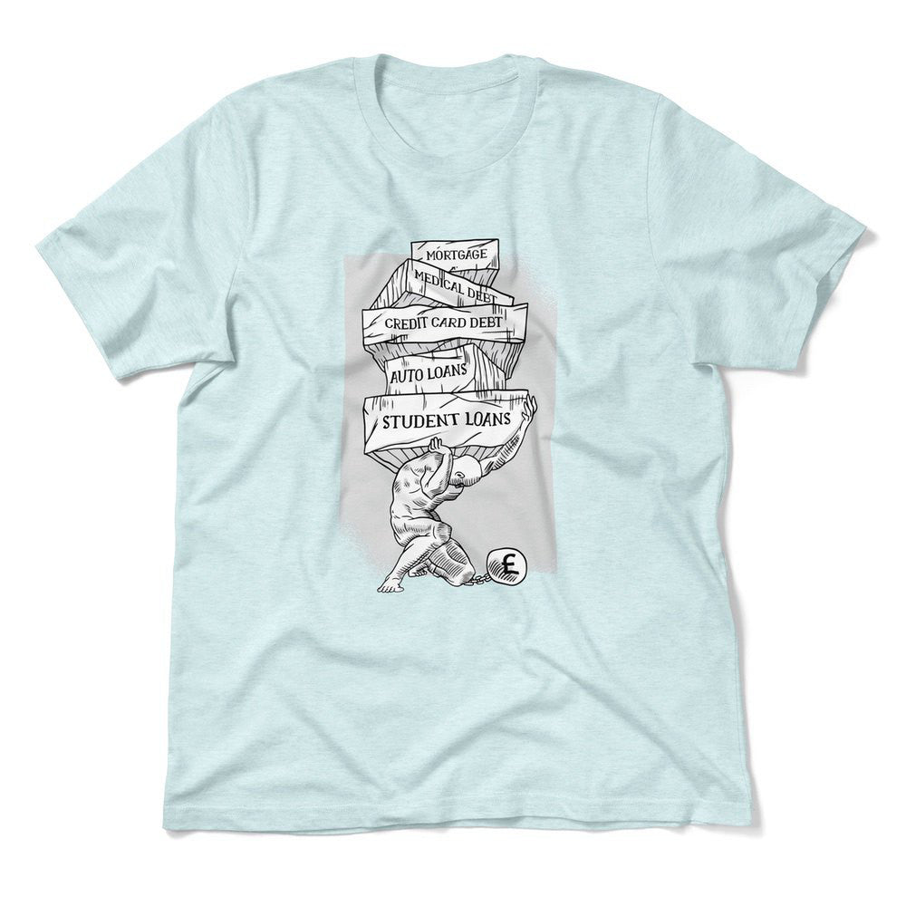Debt Atlas Men/Unisex T-Shirt in Heather Ice Blue color