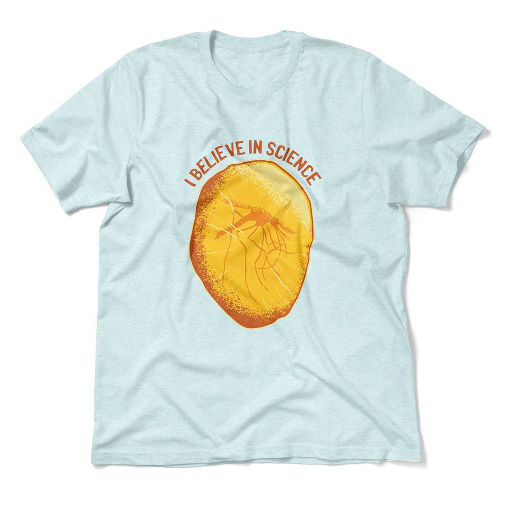 I Believe In Science Men/Unisex T-Shirt in Heather Ice Blue color