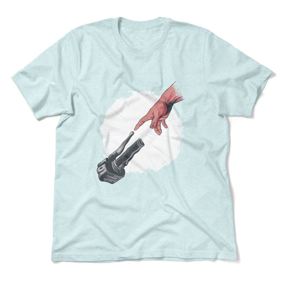 Creation Of Adam - Motorcycle Men/Unisex T-Shirt in Heather Ice Blue color