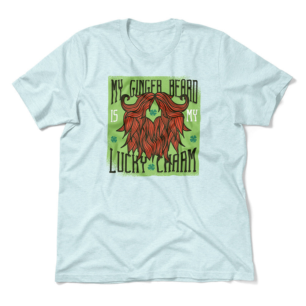 My Ginger Beard Is My Lucky Charm Men/Unisex T-Shirt in Heather Ice Blue color