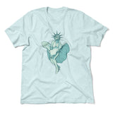 Statue Of Liberty Marilyn Monroe Men/Unisex T-Shirt in Heather Ice Blue color