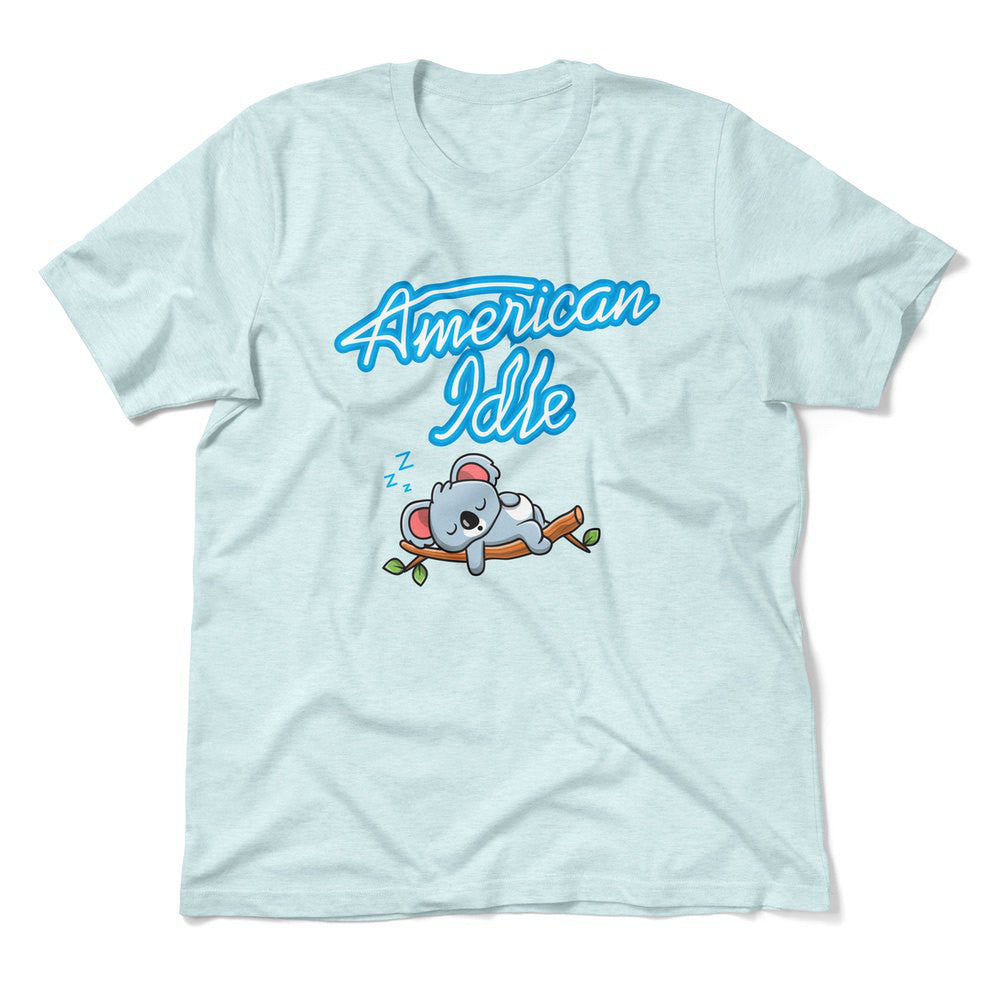 American Idle Men/Unisex T-Shirt in Heather Ice Blue color