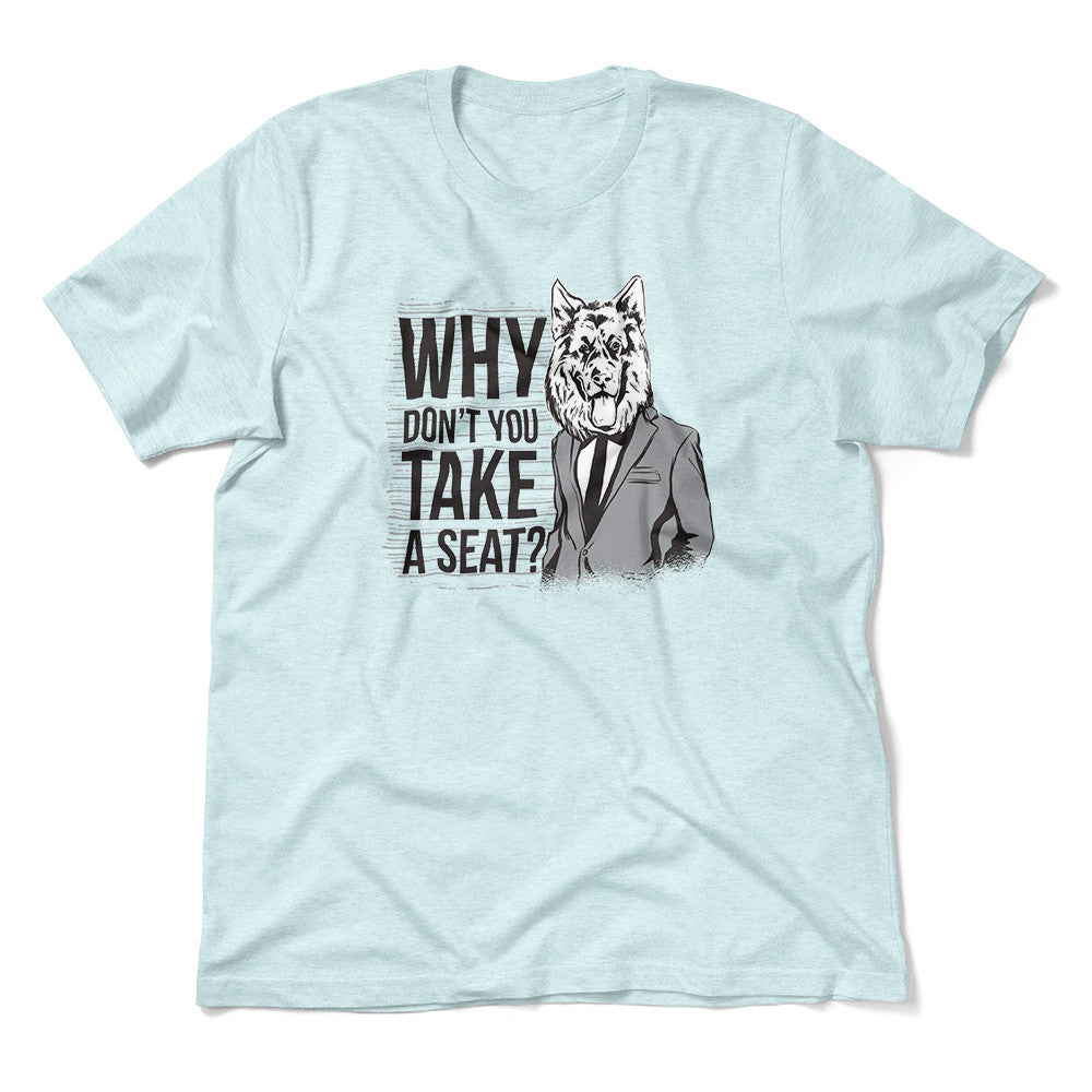 Why Dont You Take A Seat Men/Unisex T-Shirt in Heather Ice Blue color