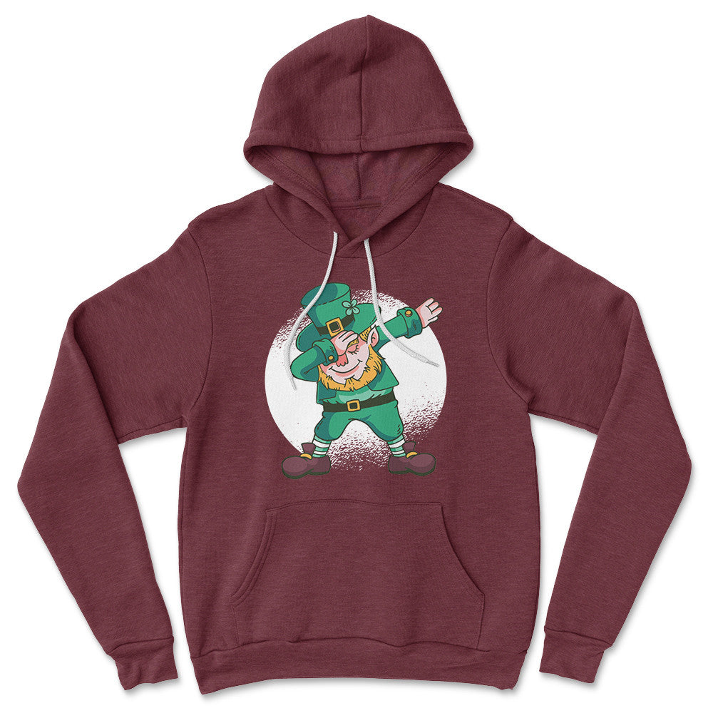Leprechaun Dabbing Hoodie in Heather Maroon color