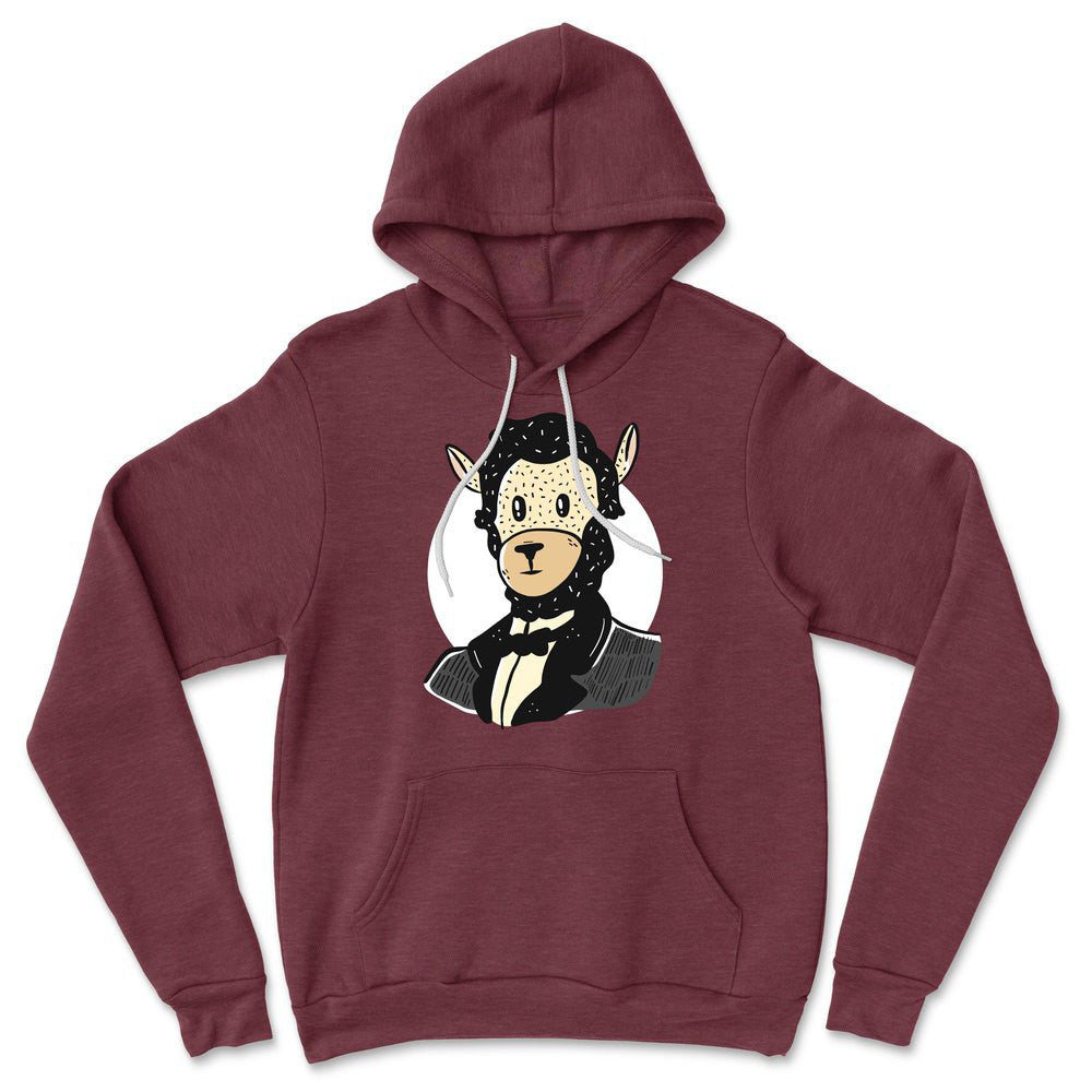 Lincoln Llama Hoodie in Heather Maroon color