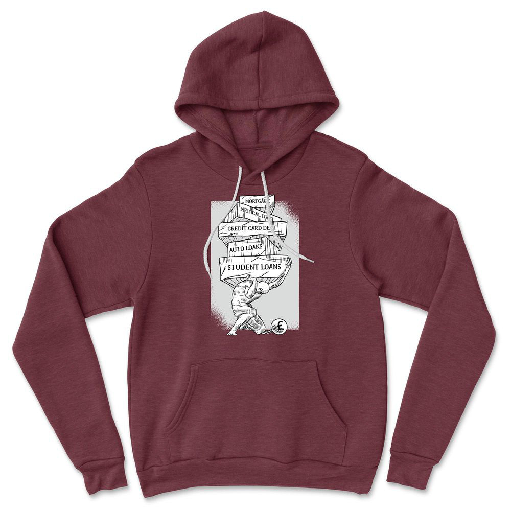 Debt Atlas Hoodie in Heather Maroon color