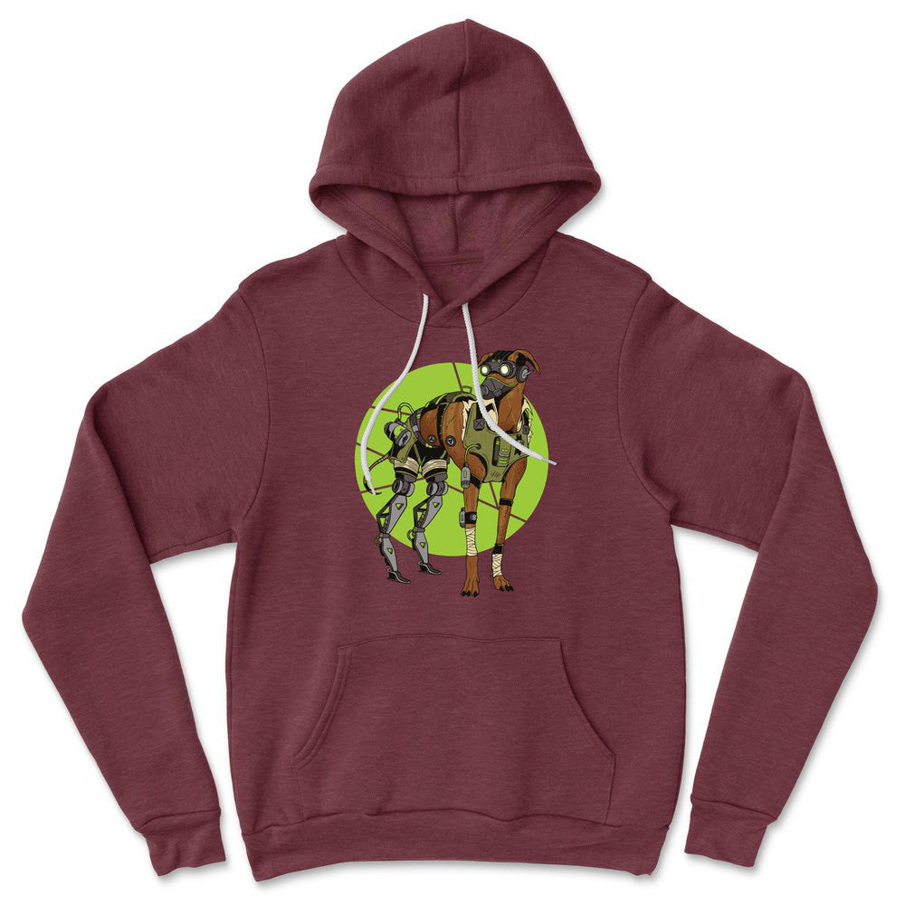 Cyber Greyhound Dog Hoodie in Heather Maroon color