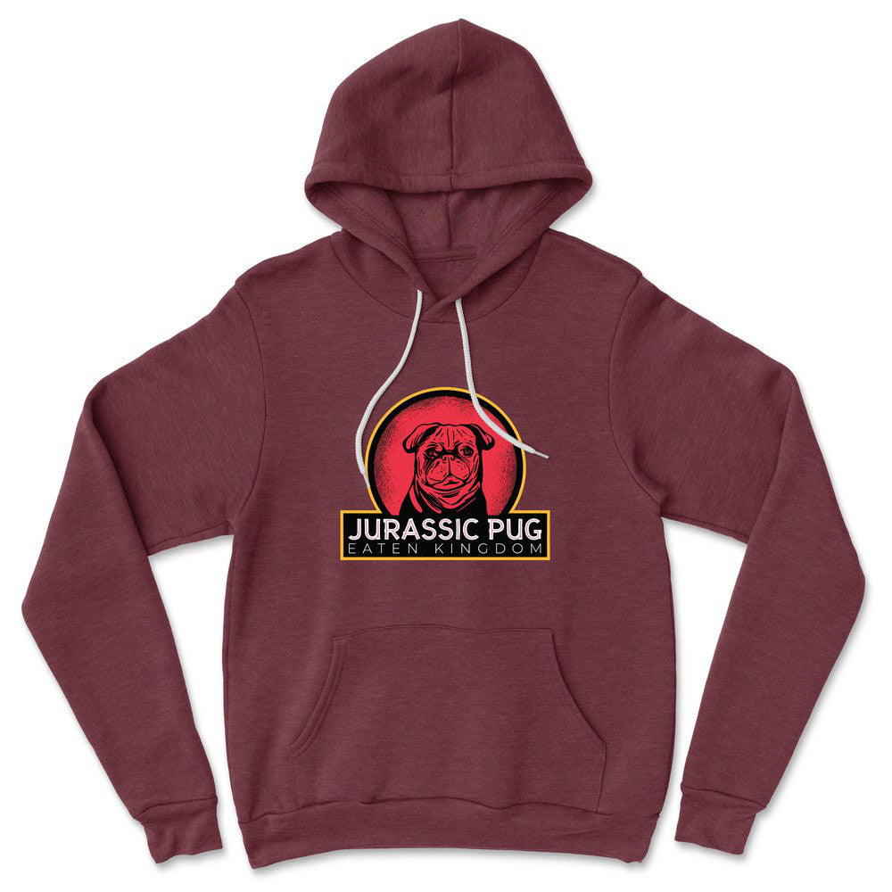 Jurassic Pug Hoodie in Heather Maroon color