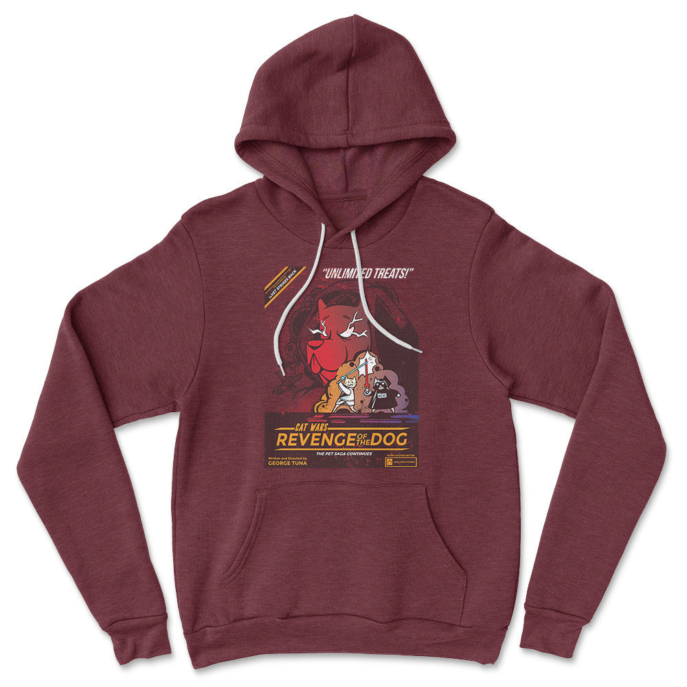 Cat Wars - Revenge Of The Dog Hoodie in Heather Maroon color