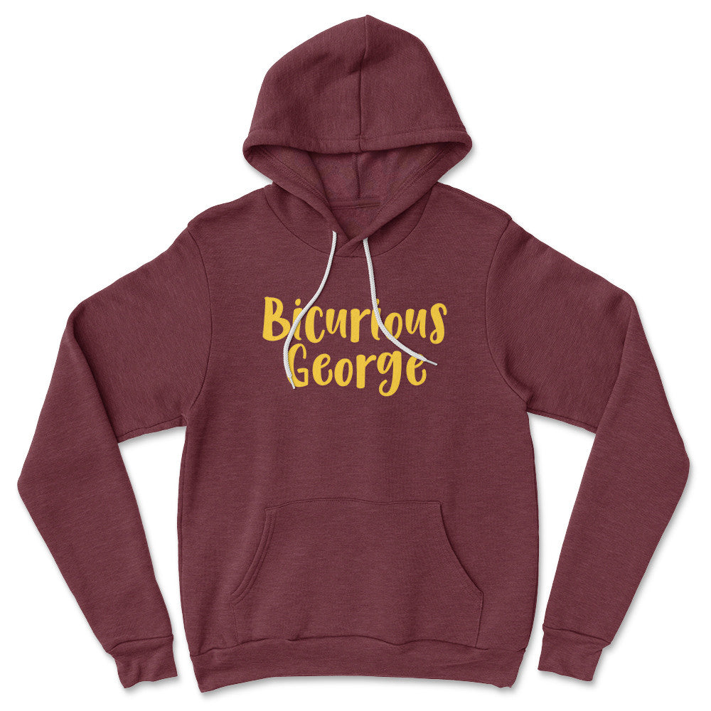 Bicurious George Hoodie in Heather Maroon color