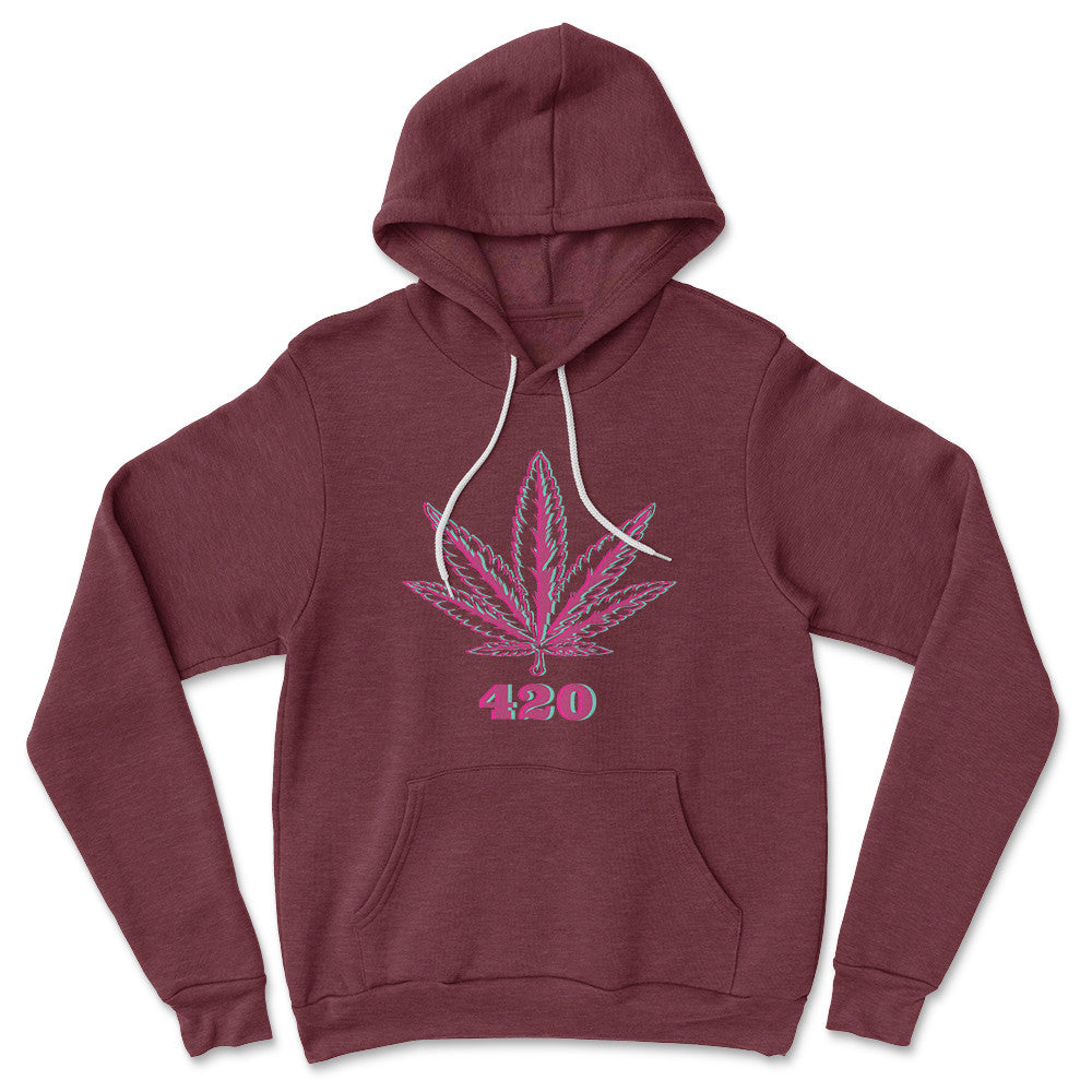 420 Hemp Leaf Hoodie in Heather Maroon color