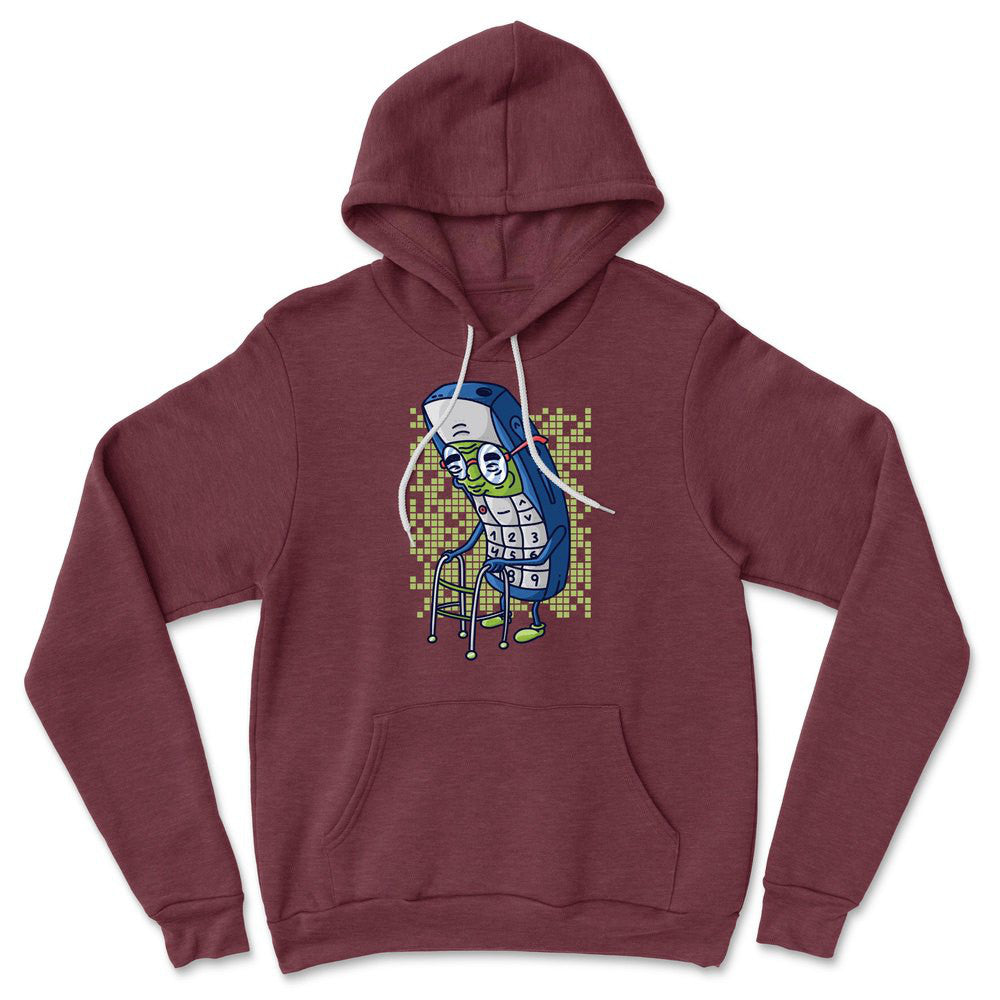 Old Nokia Cellphone Hoodie in Heather Maroon color