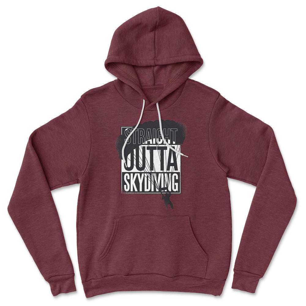 Straight Outta Skydiving Hoodie in Heather Maroon color