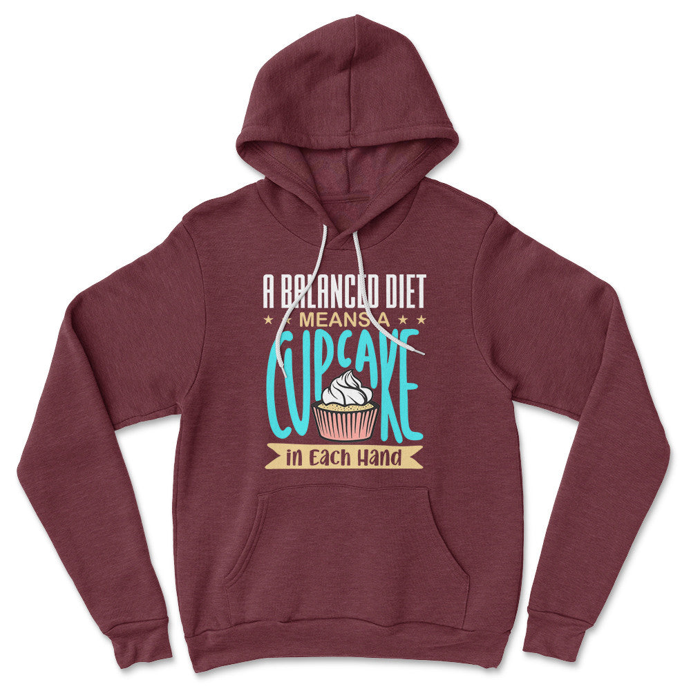 Cupcake - A Balanced Diet Hoodie in Heather Maroon color