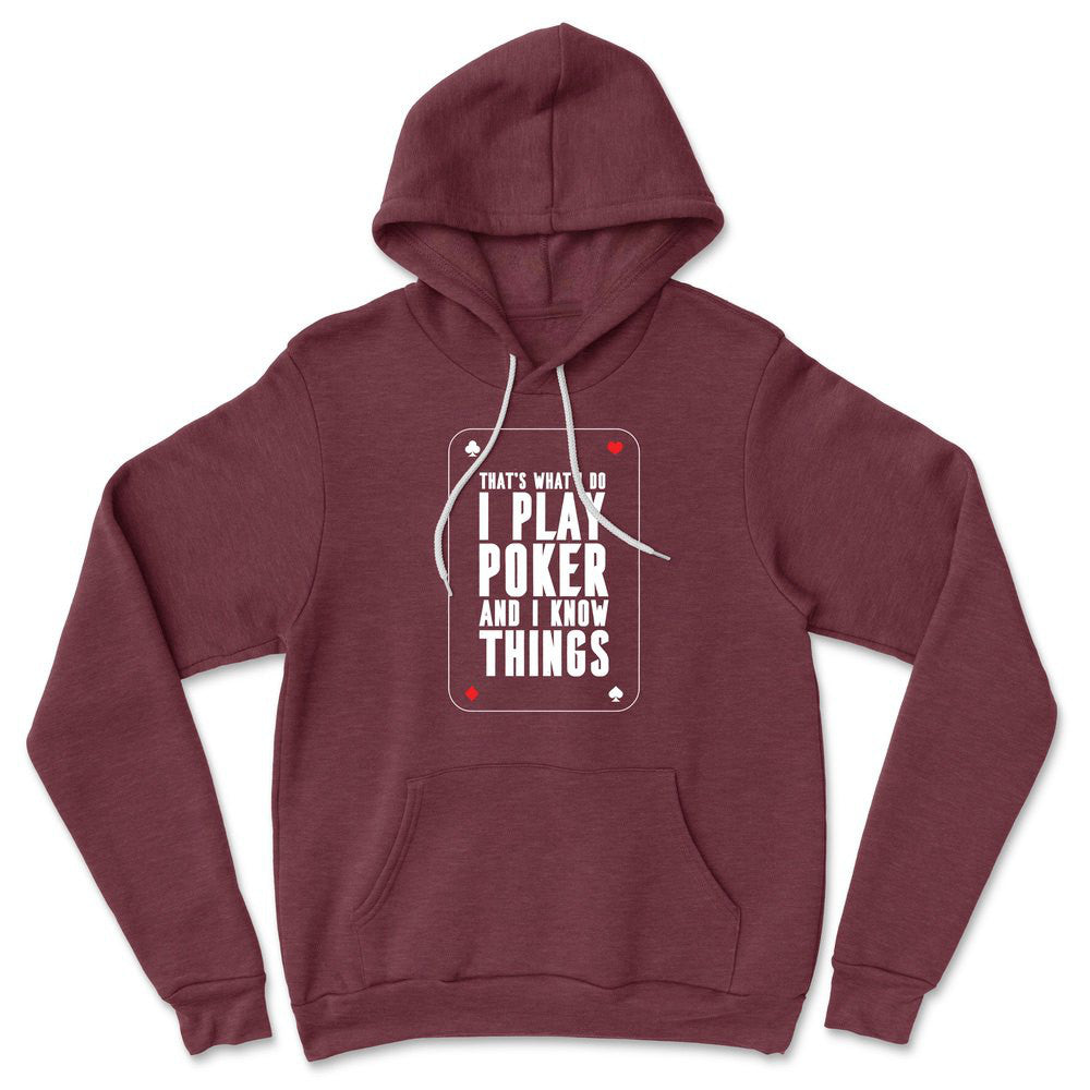 Play Poker Hoodie in Heather Maroon color