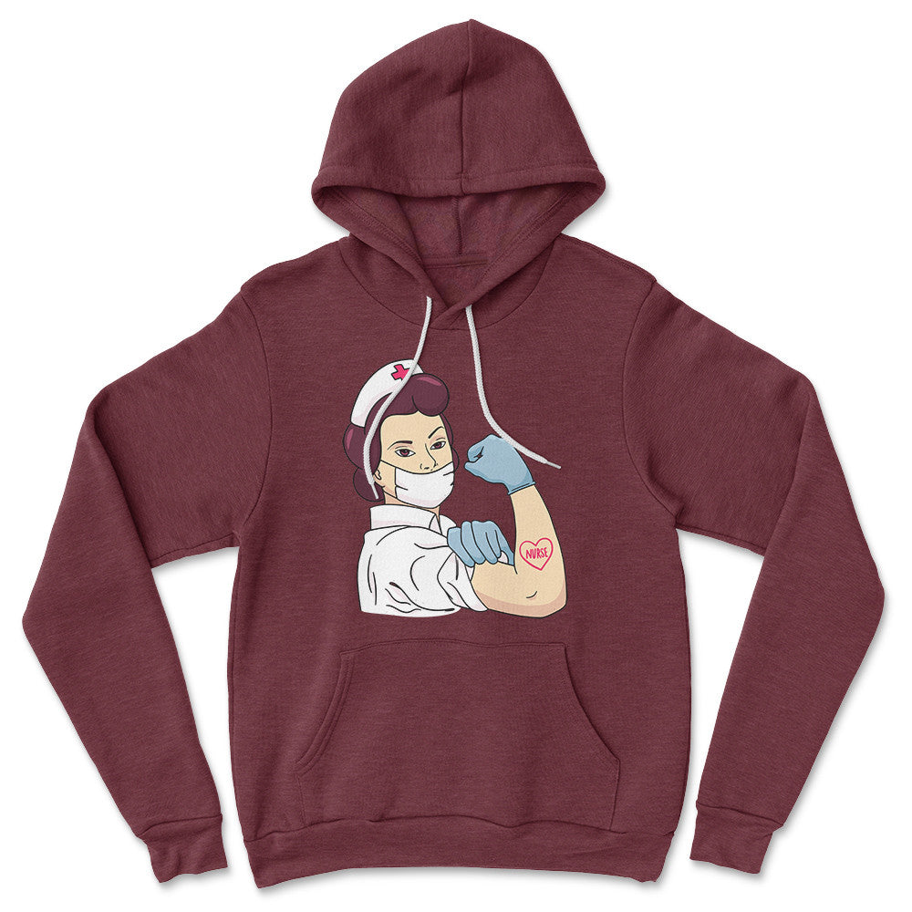 Strong Nurse Hoodie in Heather Maroon color