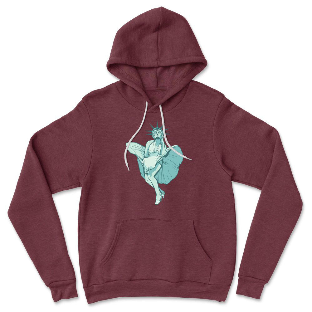 Statue Of Liberty Marilyn Monroe Hoodie in Heather Maroon color