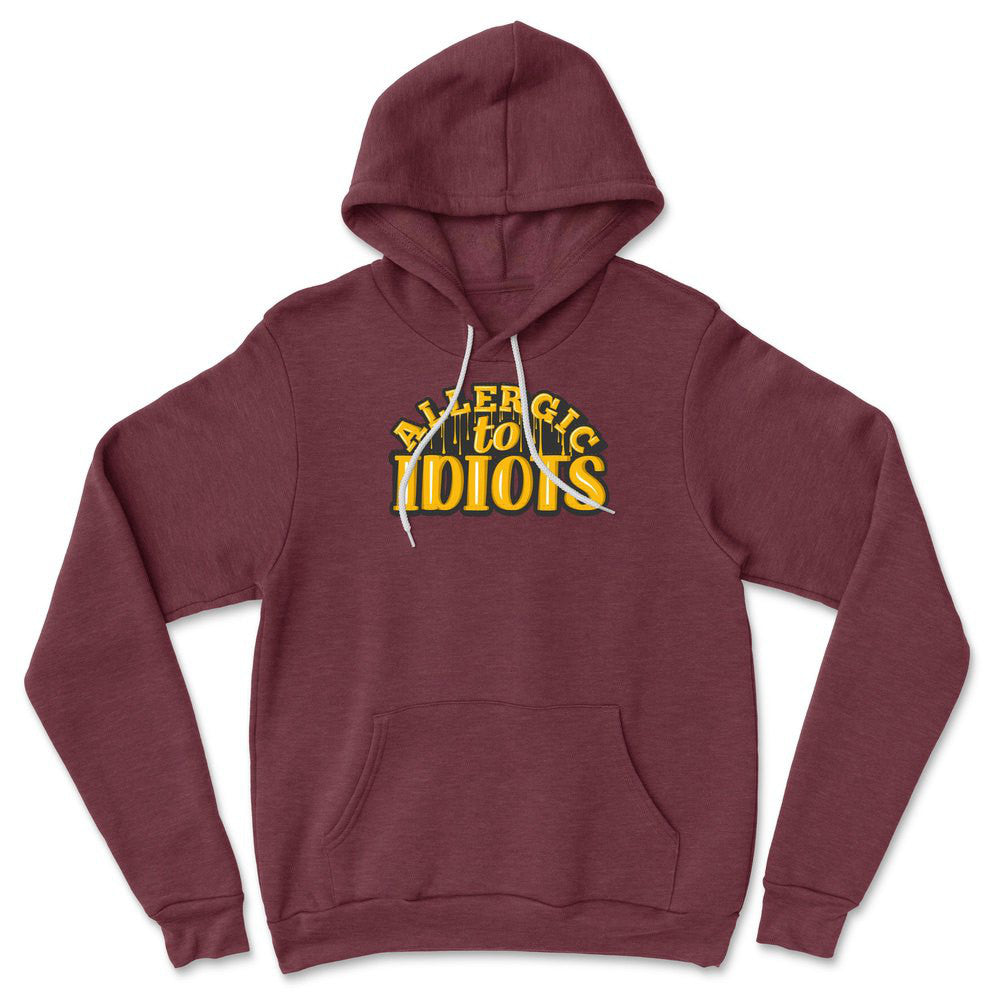 Allergic To Idiots Hoodie in Heather Maroon color