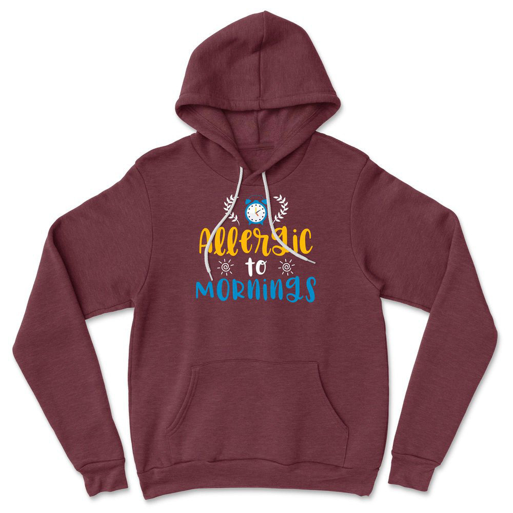 Allergic To Mornings Hoodie in Heather Maroon color