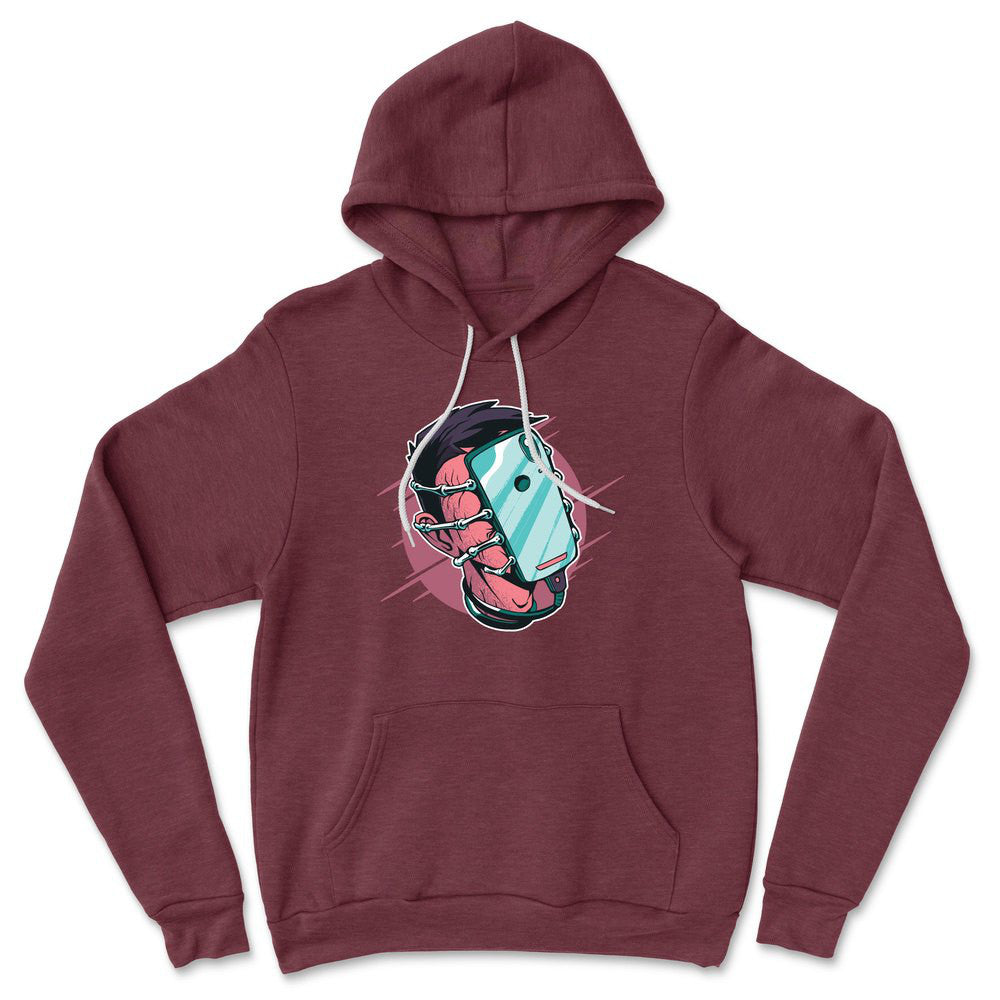 Phone Face Hugger Hoodie in Heather Maroon color