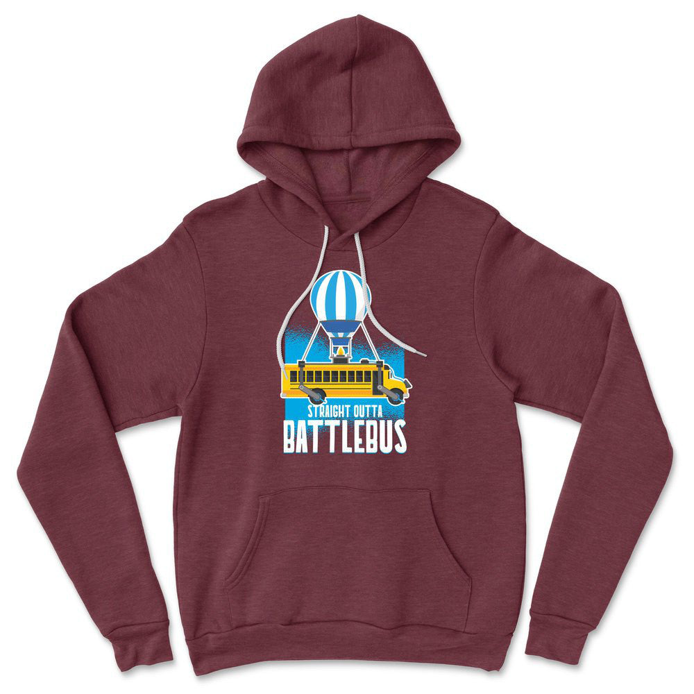 Straight Outta Battle Bus Hoodie in Heather Maroon color
