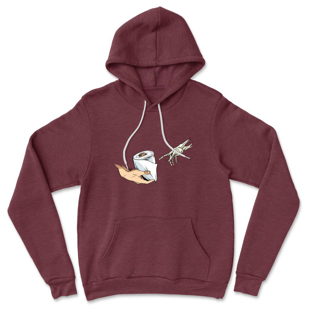 Creation Of Adam - Toilet Paper Hoodie in Heather Maroon color