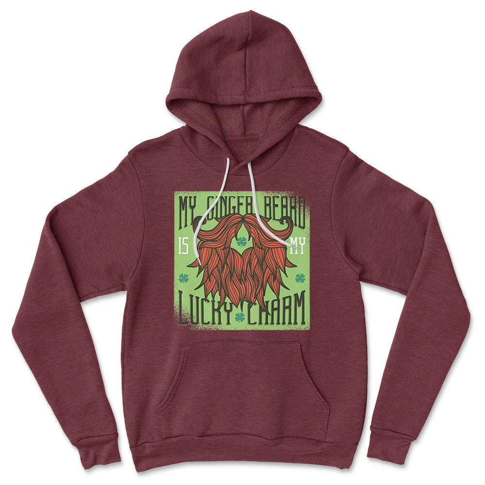 My Ginger Beard Is My Lucky Charm Hoodie in Heather Maroon color