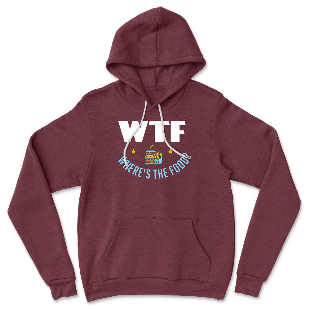 WTF - Where's The Food Hoodie in Heather Maroon color