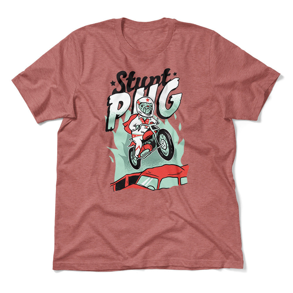Stunt Pug Men/Unisex T-Shirt in Heather Mauve color