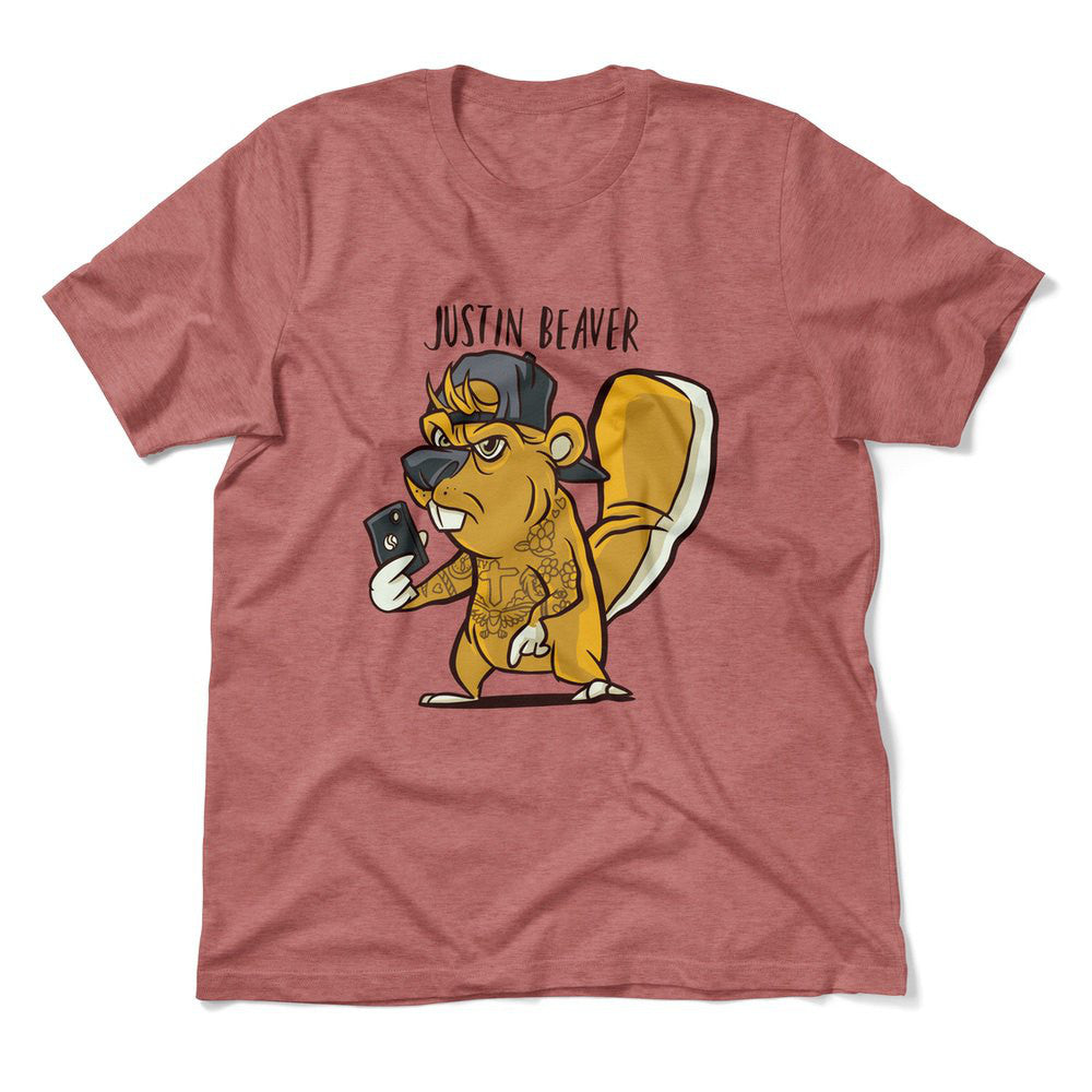 Justin Beaver Men/Unisex T-Shirt in Heather Mauve color