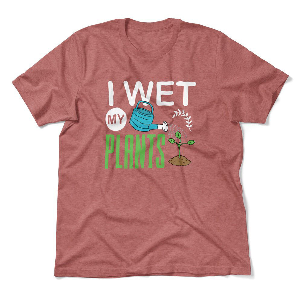 I Wet My Plants Men/Unisex T-Shirt in Heather Mauve color