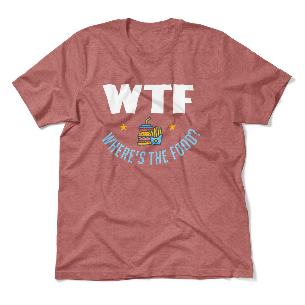 WTF - Where's The Food Men/Unisex T-Shirt in Heather Mauve color