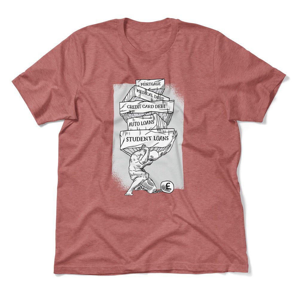 Debt Atlas Men/Unisex T-Shirt in Heather Mauve color