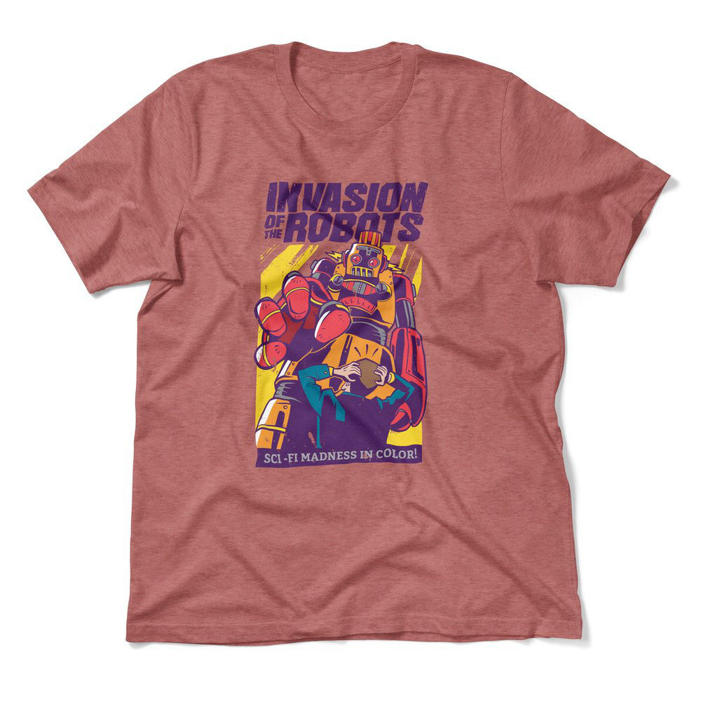Invasion Of The Robots Men/Unisex T-Shirt in Heather Mauve color