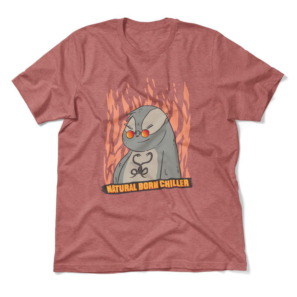 Natural Born Chiller Men/Unisex T-Shirt in Heather Mauve color