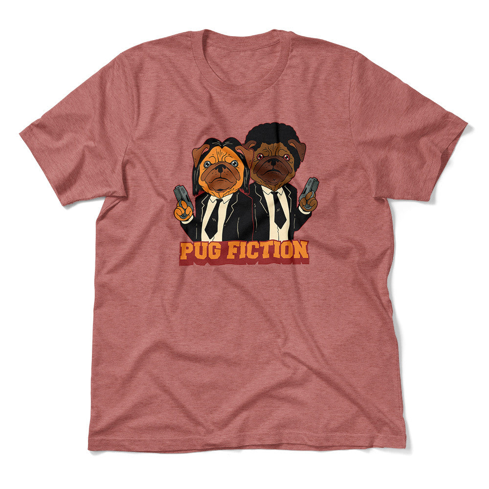 Pug Fiction Men/Unisex T-Shirt in Heather Mauve color